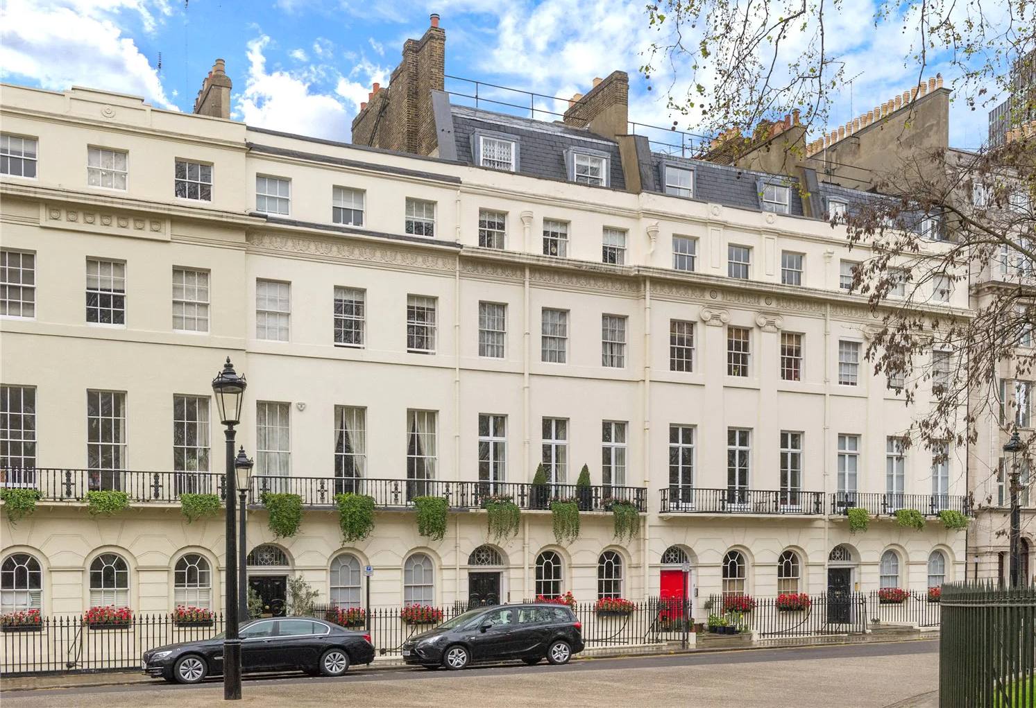 Exterior view of terraced London houses